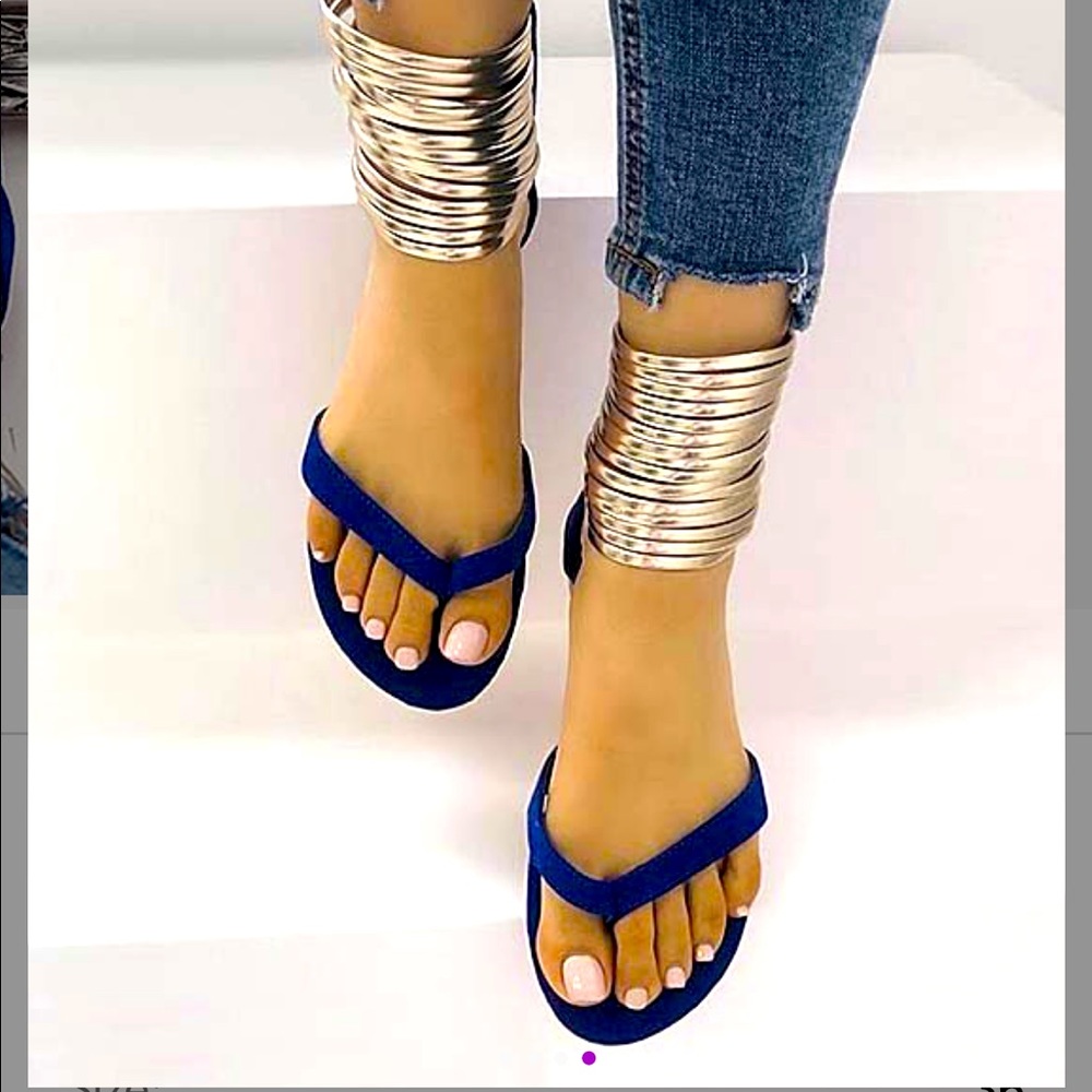 Cute pair of blue gladiator sandals